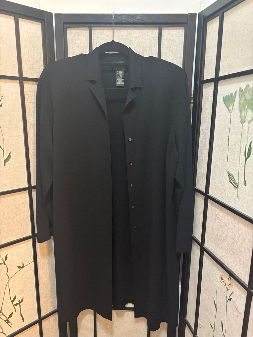 August Silk Women’s Button-Front Long Knit Blazer